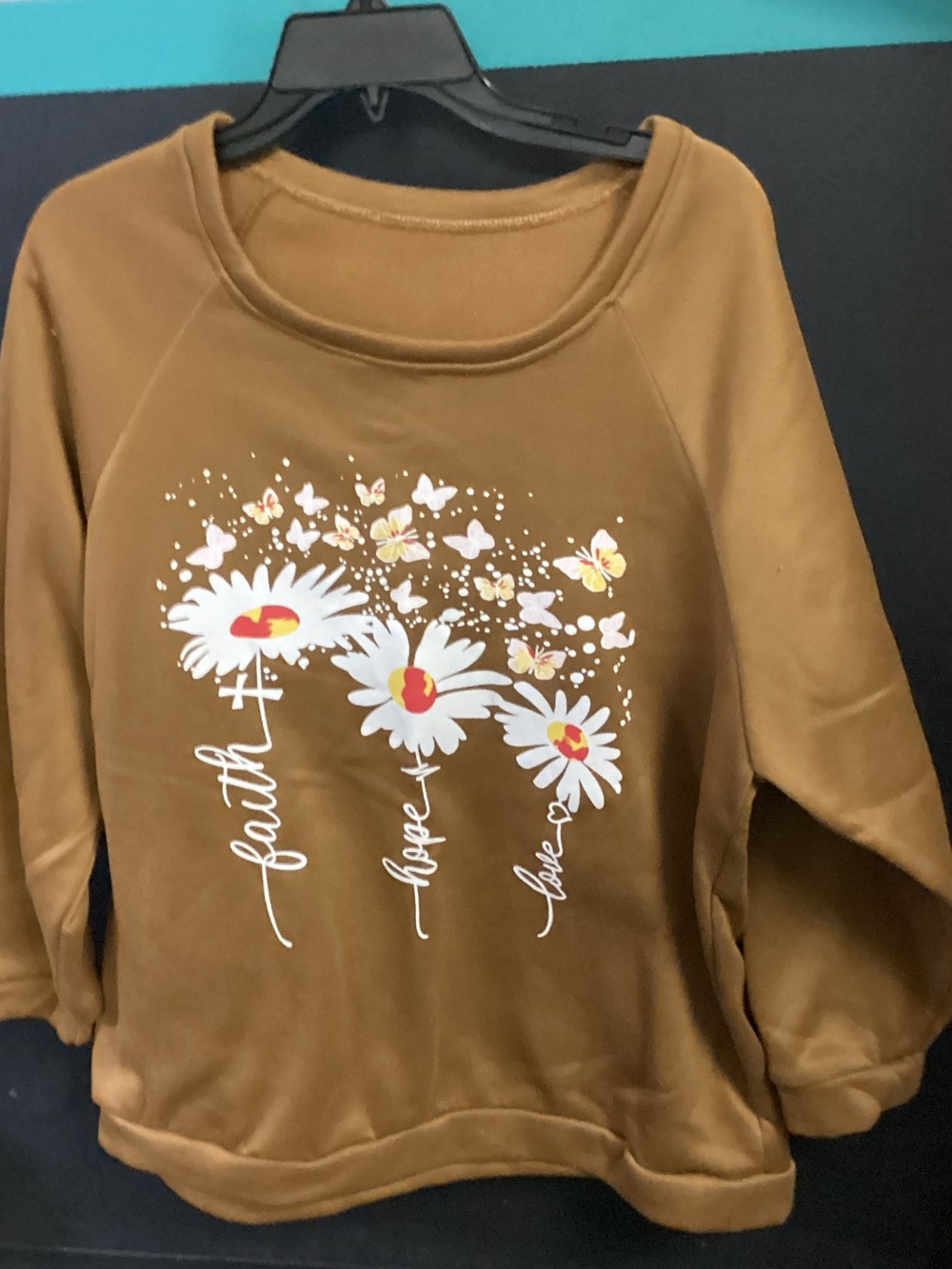 Women's Brown Daisy Graphic Sweatshirt - Faith Hope Love